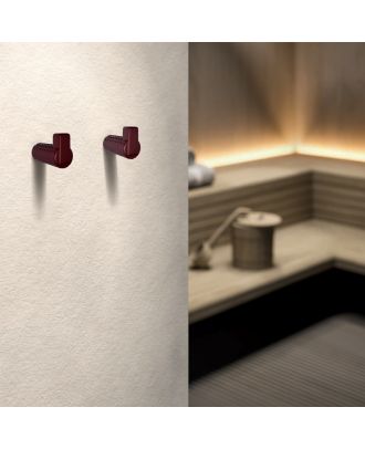 Trama - Modern wall hook for clothes, Bordeaux silk effect finish