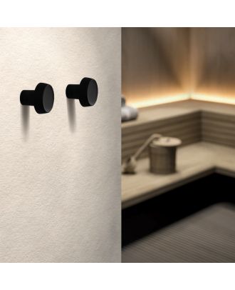 Caligola - Modern round wall hook for clothes, Nero silk effect finish