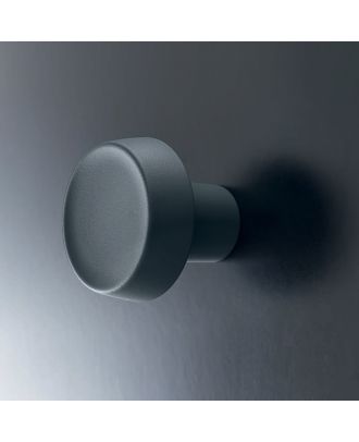 Caligola - Modern round wall hook for clothes, Cool grey silk effect finish
