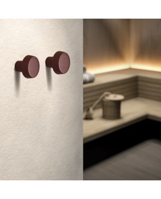Caligola - Modern round wall hook for clothes, Bordeaux Silk Effect finish