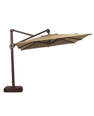 SANDGRASS Square Umbrella 3x3m with rotating device & plastic base, Beige