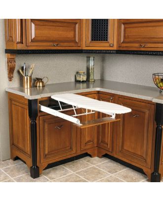 Built-In ironing board for drawer installation with cover in Gray stripes