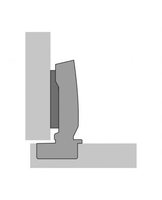 Hettich - hinge with integrated silent system, nickel plated, overlay, Opening angle 110°, TH-drilling pattern 52 x 5.5 mm, screwing on, for aluminum profile