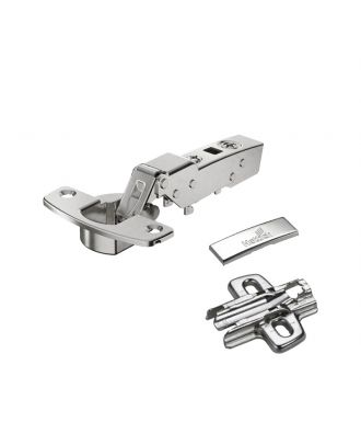 Hettich - hinge without self closing feature, nickel plated, half overlay, Opening angle 110°, TH-drilling pattern 52 x 5.5 mm, for screwing on