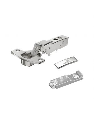 Hettich - hinge without self closing feature, nickel plated, half overlay, Opening angle 110°, concealed mounting plate