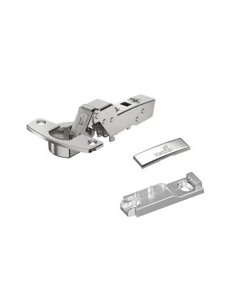 Hettich - hinge without self closing feature, nickel plated, inset, Opening angle 110°, concealed mounting plate