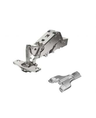 Hettich - wide angle hinge, with zero protrusion, with integrated silent system, nickel plated, overlay, Opening angle 165°, for aluminum profile