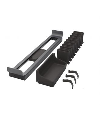 Kesseböhmer Conero pull-out tie / belt rack, With tray and 9 holders, D 475 mm, Black