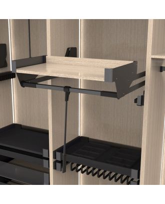 Kesseböhmer - CONERO clothes lift top with shelf for wardrobe, W 985-1168 mm, Black