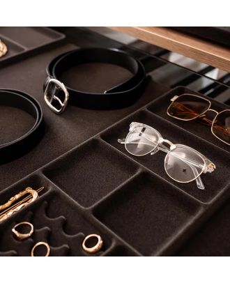 Kesseböhmer - Tray for rings and jewelry 7 cells per shelf, Conero,W 220 mm, D 475 mm, Black