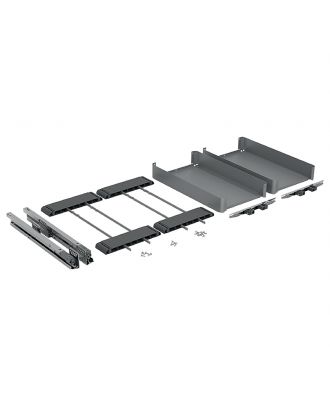 K‐Line base full-extension pull-outs 30 cm, 2 shelves, Silver