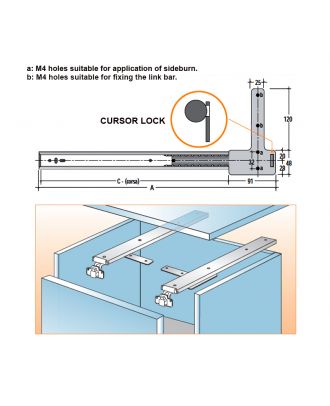 Flipper Door For Cabinet, Sliding Guides On Balls 50Cm, Black