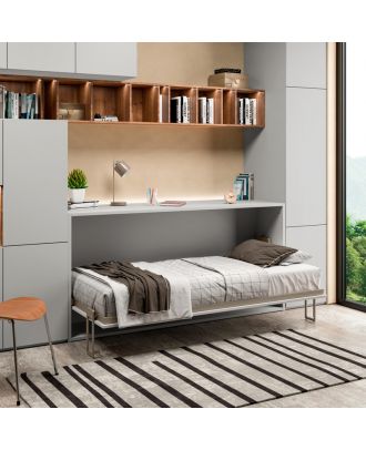 Pozzoli folding wall bed mechanism horizontal, space-saving with amortized pistons, syncronized and adjustable foot