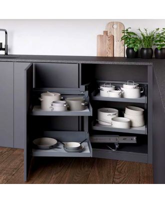 EXCLUSIVE - PEKA Corner pull-out Magic Corner Standard, with Softclose mechanism and 32 kg load capacity, Swings out Left, Anthracite