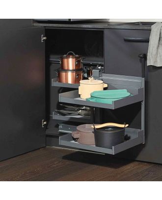 EXCLUSIVE - PEKA Corner pull-out Magic Corner Comfort, with Soft close mechanism and 36 kg load capacity, Swings out Right, Anthracite