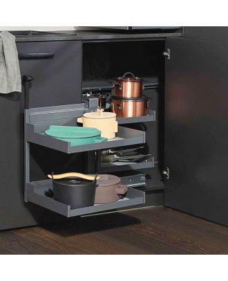 EXCLUSIVE - PEKA Corner pull-out Magic Corner Comfort, with Soft close mechanism and 36 kg load capacity, Swings out Left, Anthracite