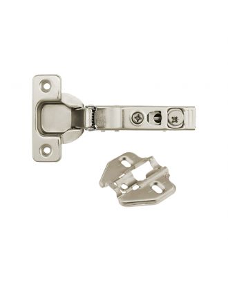 WELDER 110° snap-on cam-adjustable soft-close hinge with Standard Mounting Plate, full overlay