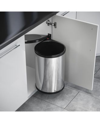 HAILO AS Mono Built-in waste bin 20L For hinged door cabinets from 400 mm width, stainless steel/black