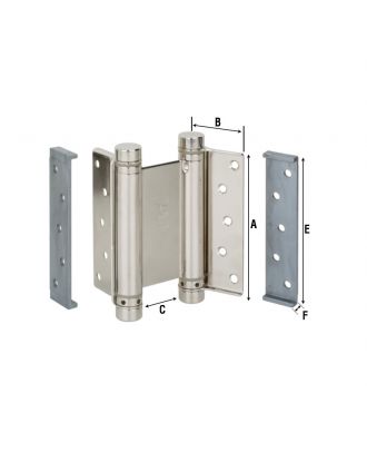 Swing door hinge 12.5 cm, Chrome with spacers