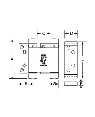 Swing door hinge 10 cm, Nickel-plated with spacers