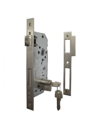 TESA - Mortise lock for wooden doors Backset 50mm, axes 85 mm, With Cylinder, Silver