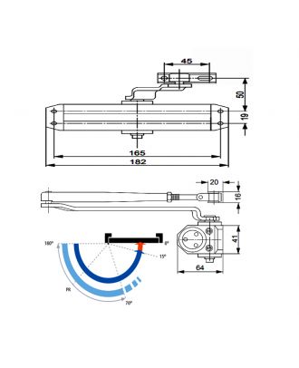 CT500 Door Closer 60 Kg Silver
