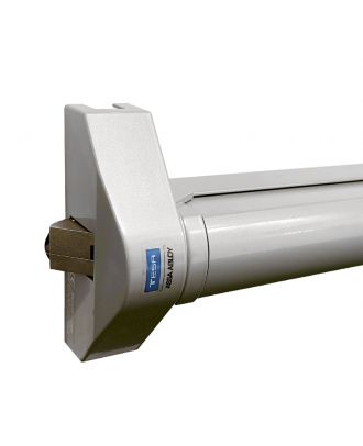 Tesa - Quick panic exit device with one lateral locking point, Steel pullman-latch with deadlatch in silver