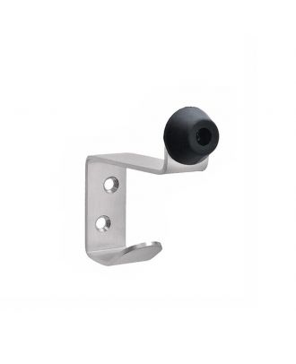 Wall Mount Door Stopper with Hook, Satin Stainless Steel