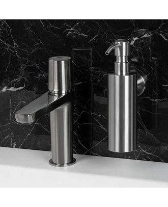 NOFER Manual vertical liquid soap dispenser 255 ml stainless steel. Satin finish