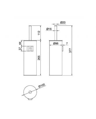 NOFER - stainless steel toilet brush holder with wallbracket. Black