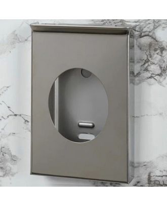 Stainless steel attached hygienic bag dispenser. Polished finish