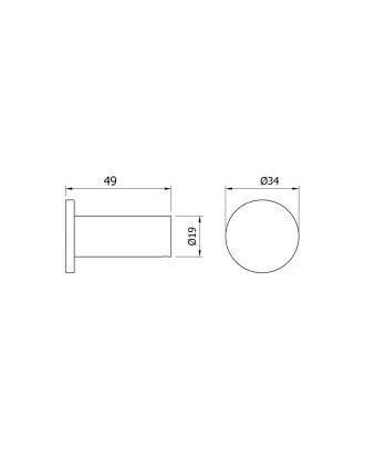 NOFER - Stainless steel wall mounted single bath robe hook, Satin