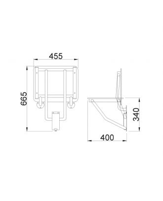 NOFER - Folding shower seat made of phenolic board to be fixed to the wall, Stainless steel, Satin finish