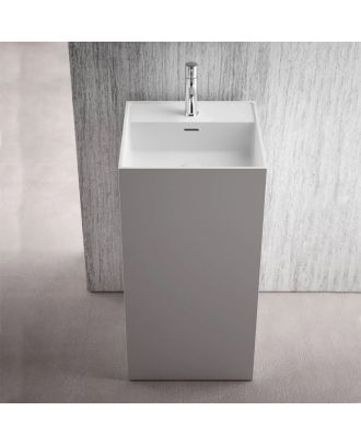 Totem, Square column washbasin On floor Solid Surface 44X87 cm, Matt white