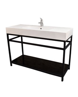Encimera MUR countertop washbasin unit 121cm, Centered sink. Matt white X Black