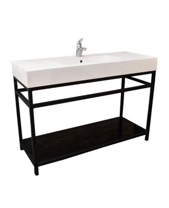 Encimera MUR countertop washbasin unit 121cm, Centered sink. Matt white X Black