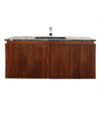 Marble countertop washbasin unit 121cm, Centered sink. Black & Brown