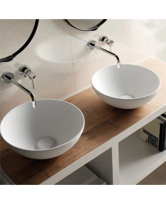 Lavabo countertop washbasin Solid Surface ROUND. Ø 40 cm. Matt White