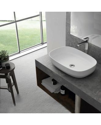Lavabo MAX countertop washbasin Solid Surface 58X13 cm. Matt white