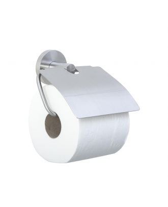 Stainless Steel Toilet Paper Holder With Lid. Satin Finish