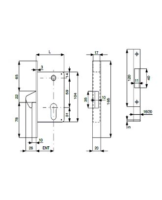 Hook Bolt Lock 59 X 40 For Sliding Doors Without Cylinder, Oxide