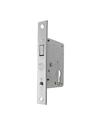 Hook-bolt lock for sliding doors without cylinder, satin chromium