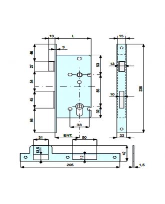 Mortise Lock 85 X 45 For Bathroom Doors, Oxide