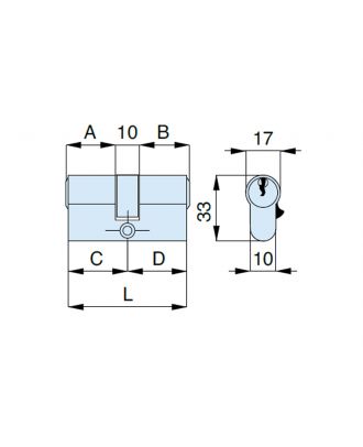 Brass mortice cylinder 6.5cm, Silver