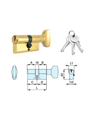 Lock cylinder 7cm with thumb turn for interior doors, Golden