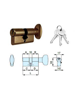 Lock cylinder 7cm with thumb turn for interior doors, Oxide