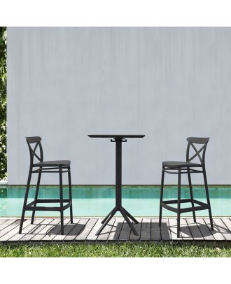 Siesta - Cross barstool 75 for indoor and outdoor, Black