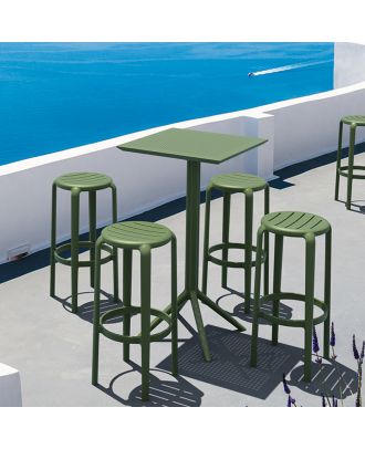 Siesta - Sky folding bar table 60cm, square, for indoor and outdoor use Olive Green