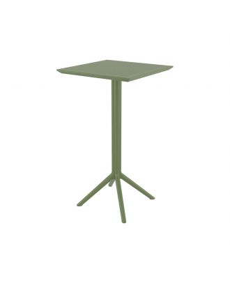 Siesta - Sky folding bar table 60cm, square, for indoor and outdoor use Olive Green