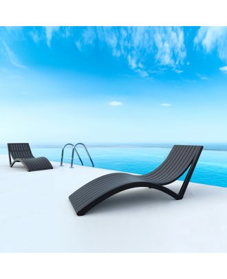 Slim Sunlounger Black